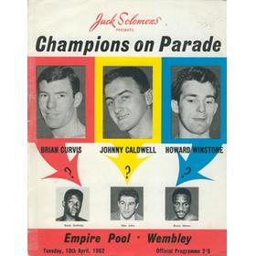 BRIAN CURVIS V GUY SUMLIN 1962 BOXING PROGRAMME