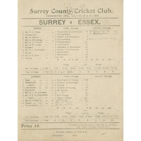 SURREY V ESSEX 1898 CRICKET SCORECARD