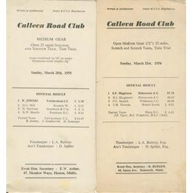 CALLEVA ROAD CLUB (WEST LONDON) TIME TRIAL RESULTS 1954 & 1955