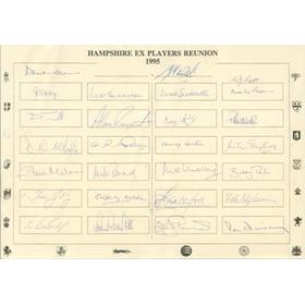 HAMPSHIRE COUNTY CRICKET CLUB EX-PLAYERS REUNION 1995 AUTOGRAPH SHEETS - SIGNED BY 51