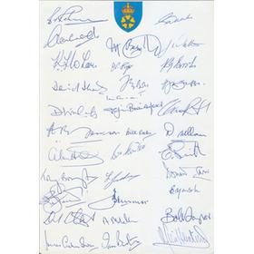 DERBYSHIRE COUNTY CRICKET CLUB POST-WAR AUTOGRAPH SHEET (35+ PLAYERS)