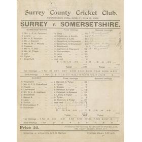 SURREY V SOMERSET 1900 CRICKET SCORECARD