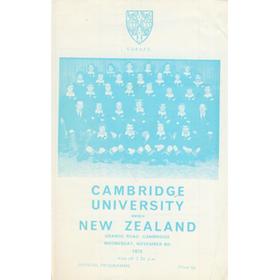 CAMBRIDGE UNIVERSITY V NEW ZEALAND 1972-73 RUGBY PROGRAMME