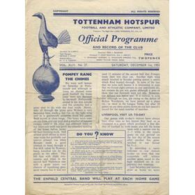 TOTTENHAM HOTSPUR V LIVERPOOL 1951-52 FOOTBALL PROGRAMME