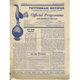 TOTTENHAM HOTSPUR V FULHAM 1951-52 FOOTBALL PROGRAMME