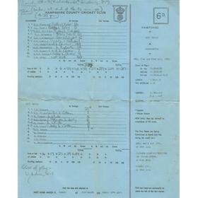 HAMPSHIRE V WEST INDIES 1969 CRICKET SCORECARD