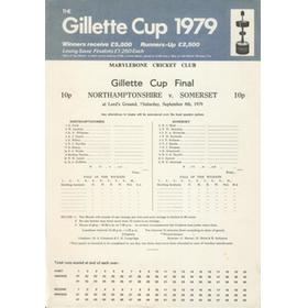 NORTHAMPTONSHIRE V SOMERSET 1979 GILLETTE CUP FINAL CRICKET SCORECARD