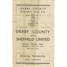DERBY COUNTY V SHEFFIELD UNITED 1946-47 FOOTBALL PROGRAMME