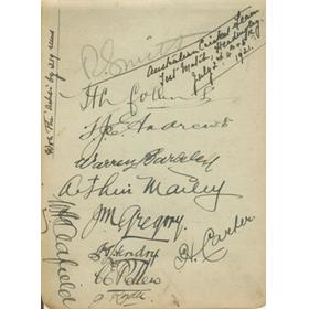 AUSTRALIA 1921 SIGNED ALBUM PAGE