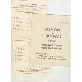 CORNWALL V DEVON 1961 & 1962 CRICKET SCORECARDS (2)