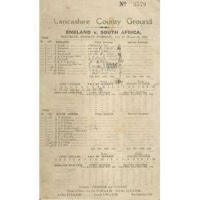 ENGLAND V SOUTH AFRICA 1935 (OLD TRAFFORD) CRICKET SCORECARD