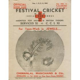 CRICKET CLUB OF INDIA V SERVICES 1944-45 CRICKET SCORECARD