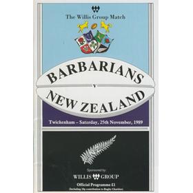 BARBARIANS V NEW ZEALAND 1989 RUGBY PROGRAMME
