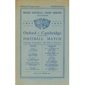 OXFORD V CAMBRIDGE 1937 RUGBY PROGRAMME