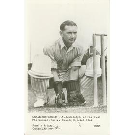 ARTHUR MCINTYRE (SURREY & ENGLAND) CRICKET POSTCARD