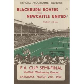 BLACKBURN ROVERS V NEWCASTLE UNITED 1952 (FA CUP SEMI-FINAL) FOOTBALL PROGRAMME