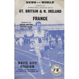 GREAT BRITAIN & N. IRELAND V FRANCE 1964 ATHLETICS PROGRAMME
