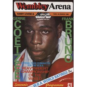 GERRIE COETZEE V FRANK BRUNO 1986 BOXING PROGRAMME