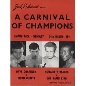 DAVE CHARNLEY V BRIAN CURVIS & HOWARD WINSTONE V JOE RAFIU KING 1964 BOXING PROGRAMME (SIGNED BY KING)