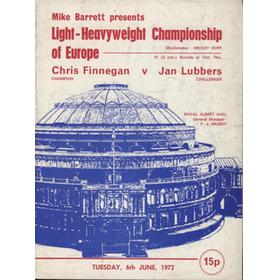 CHRIS FINNEGAN V JAN LUBBERS 1972 BOXING PROGRAMME