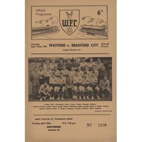 WATFORD V BRADFORD CITY 1960-61 FOOTBALL PROGRAMME