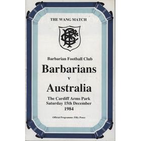 BARBARIANS V AUSTRALIA 1984 RUGBY PROGRAMME