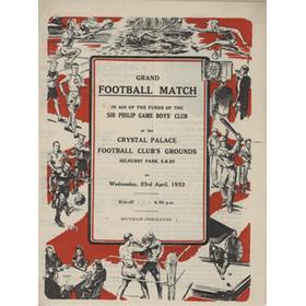 DENIS COMPTON XI V ALEX JAMES XI 1952 (SELHURST PARK) FOOTBALL PROGRAMME