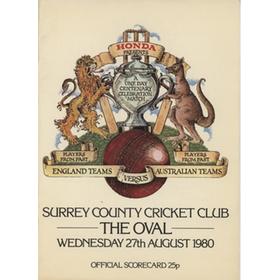 ENGLAND PAST V AUSTRALIA PAST 1980 CRICKET PROGRAMME 