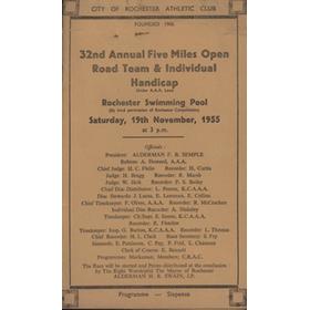 ATHLETICS PROGRAMME - 32ND ANNUAL FIVE MILES OPEN ROAD TEAM & INDIVIDUAL HANDICAP, ROCHESTER, 1955 (WON BY GEORGE KNIGHT)