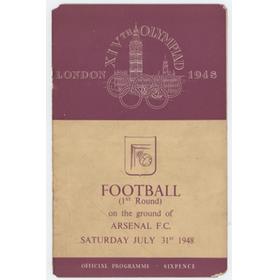 LONDON OLYMPICS 1948 - GREAT BRITAIN V HOLLAND FOOTBALL PROGRAMME (HIGHBURY)