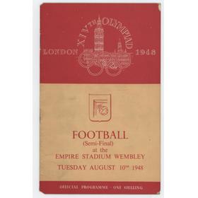 LONDON OLYMPICS 1948 - SWEDEN V DENMARK (FOOTBALL SEMI-FINAL) PROGRAMME