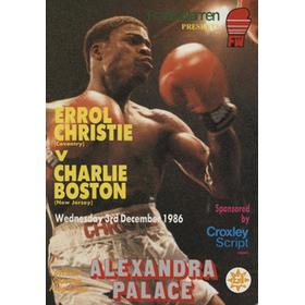 ERROL CHRISTIE V CHARLIE BOSTON 1986 BOXING PROGRAMME