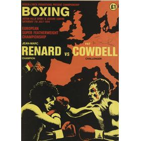 JEAN-MARC RENARD V PAT COWDELL 1984 BOXING PROGRAMME