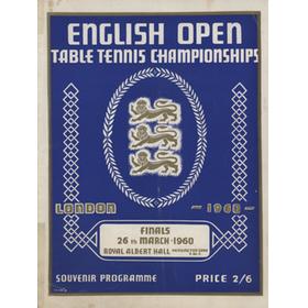 ENGLISH OPEN TABLE TENNIS CHAMPIONSHIPS - SOUVENIR PROGRAMME 1960