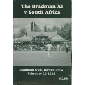 THE BRADMAN XI V SOUTH AFRICA 1992 (BEFORE WORLD CUP) CRICKET PROGRAMME