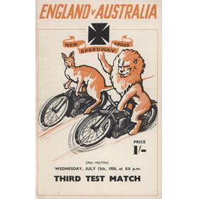 ENGLAND V AUSTRALIA 3RD TEST (NEW CROSS) 1950 SPEEDWAY PROGRAMME