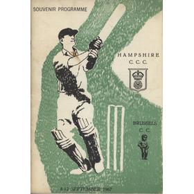 BRUSSELS CC V HAMPSHIRE CCC 1967 (ROYAL RASANTE TENNIS HOCKEY CLUB) CRICKET PROGRAMME