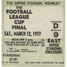 ASTON VILLA V EVERTON 1977 (LEAGUE CUP FINAL) FOOTBALL TICKET