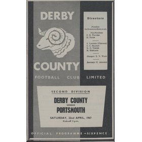 DERBY COUNTY V PORTSMOUTH 1966-67 FOOTBALL PROGRAMME