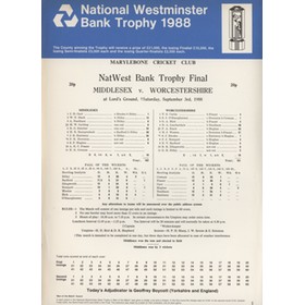 MIDDLESEX V WORCESTERSHIRE 1988 NATWEST FINAL CRICKET SCORECARD