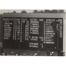 AUSTRALIA V ENGLAND 1936-37 (5TH TEST) SCOREBOARD CRICKET PHOTOGRAPH