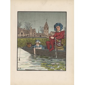 "THE ANGLING UNCLE AND HIS NIECE" COLOUR LITHOGRAPH 1872 - BY J.E. ROGERS