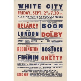 AL DELANEY V JACK LONDON 1938 BOXING FLYER POSTER