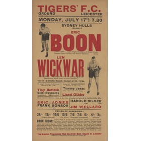 ERIC BOON V LEN WICKWAR 1939 BOXING FLYER POSTER