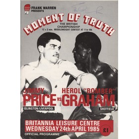 JIMMY PRICE V HEROL "BOMBER" GRAHAM 1985 BOXING PROGRAMME