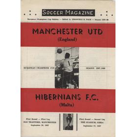 MANCHESTER UNITED V HIBERNIANS (MALTA) 1967 FOOTBALL PROGRAMME