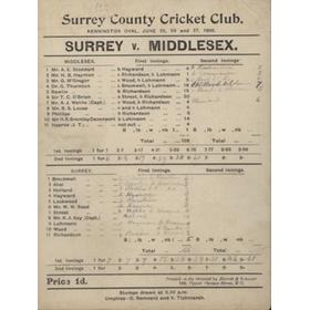 SURREY V MIDDLESEX 1896 CRICKET SCORECARD