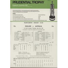 ENGLAND V AUSTRALIA 1981 (LORD