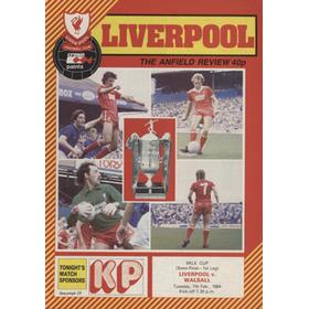 LIVERPOOL V WALSALL 1984 (LEAGUE CUP SEMI FINAL) FOOTBALL PROGRAMME