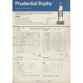 ENGLAND V NEW ZEALAND 1973 PRUDENTIAL TROPHY CRICKET SCORECARD - FIRST INTERNATIONAL MATCH IN WALES